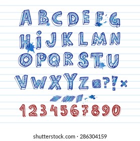 Doodle hand written alphabet, unique font