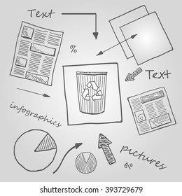 Doodle, hand-drawn black and white
Doodle hand drawn elements pattern. info-graphic charts circle