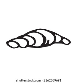 Doodle hand-drawn croissant. Black on white. Vector illustration