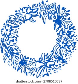 Doodle dibujado a mano marco decorativo de la frontera de flores