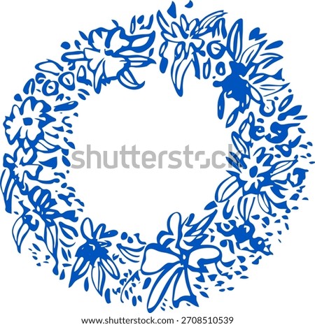 Doodle Hand-Drawn Decorative Border Frame of Flowers