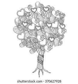 Doodle hand-drawn decorative tree element in vector. 