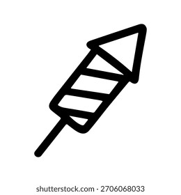 Doodle Handdrawn Firecracker Rocket with Stripes Illustration Icon