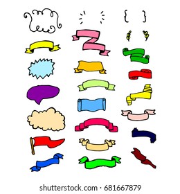 Doodle hand-drawn page designs. Set of text decorations in vintage style. Vector illustration