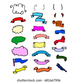 Doodle hand-drawn page designs. Set of text decorations in vintage style. Vector illustration