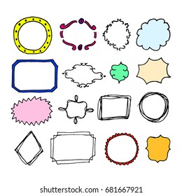 Doodle hand-drawn page designs. Set of text decorations in vintage style. Vector illustration