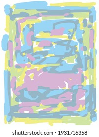 Doodle Handdrawn Pop Design, Primary Colors, Abstract Vibrant Line Illustration, Tablet Notebook Sketch