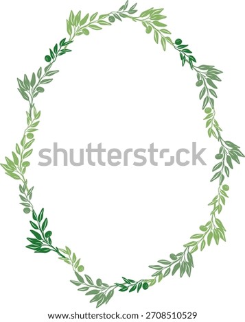 Doodle Hand-Drawn Spring Branches Frame with Leaves
