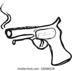 doodle handgun, vector design element