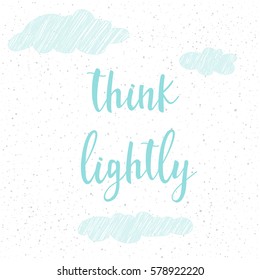 Doodle handmade card background. Think lightly quote. Soft  blue colored pattern with cloud for design card, t-shirt, book, album, scrapbook, invitation, banner, poster, scrap book cover etc.