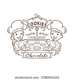 Doodle handmade cookies design vector