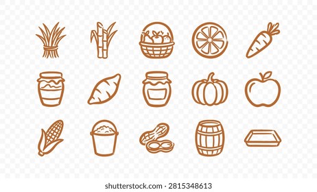 doodle handmade ink scribble flat line art vector illustration icon bundle set calligraphy drawing design autumn harvest pumpkin apple barn tractor farming country rural nature food