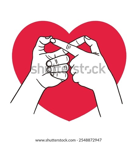 Doodle hands making infinity symbol. Infinite love. Valentines day.