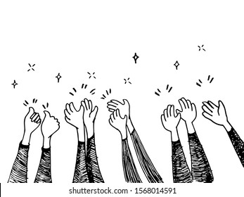 doodle hands up, Hands clapping. applause gestures. congratulation business. vector illustration