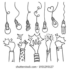 doodle hands up,Hands clapping. applause gestures. congratulation business. vector illustration