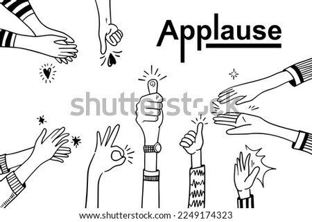 doodle hands up,Hands clapping. applause gestures. congratulation business. vector illustration