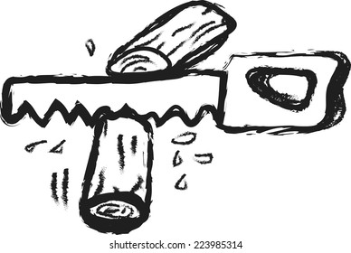 doodle handsaw and log