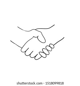 doodle handshake illustration vector handddrawn cartoon style