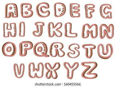 Doodle handwritten font , vector illustration.