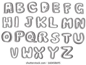 Doodle handwritten font , vector illustration.
