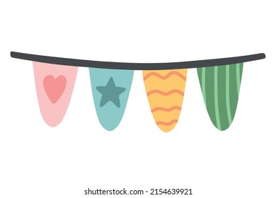 Doodle colgando banderas en cuerdas, garland.