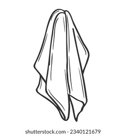 Doodle hanging towel sketch isolated pn white background