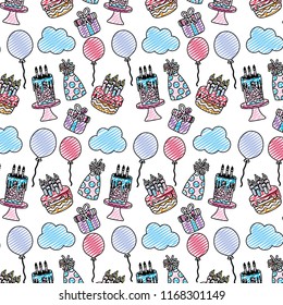 doodle happy birthday party decoration background