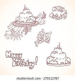 Doodle happy birthday set