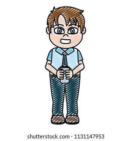 doodle happy boy hairstyle with shirt and pant