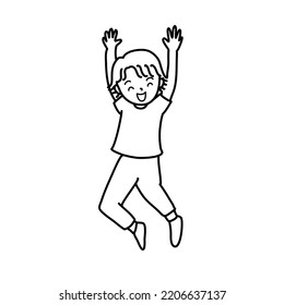 Doodle of a happy boy jumping