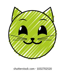 doodle happy cat face emoji expression