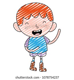 doodle happy child boy hairstyle with casual clothes