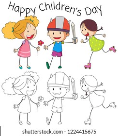 Doodle happy children's Day illustration