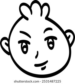 Doodle of a happy child's face with a smiling expression. 