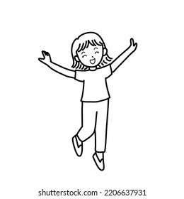Doodle of a happy girl jumping