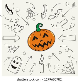 Doodle of Happy Halloween on paper background