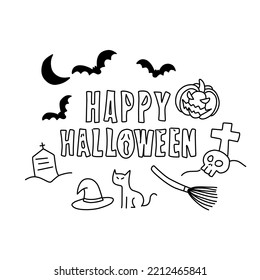 Doodle happy Halloween vector illustration for Halloween theme