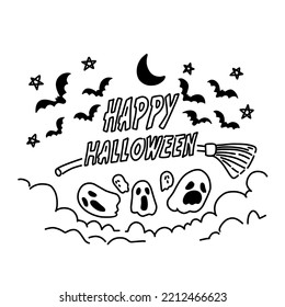 Doodle happy Halloween vector illustration for Halloween theme