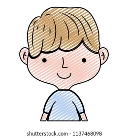 doodle happy man with short hairstyle and t-shirt