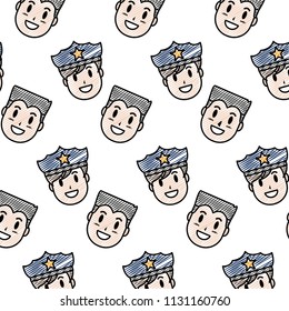 doodle happy policeman and man heads background