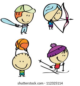 Doodle happy sport kids