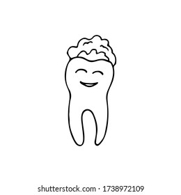 Doodle manchado con pasta dental. Ilustración vectorial de lavado de dientes de perro. 