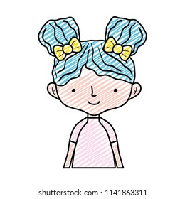 doodle happy woman with hairstyle and blouse design