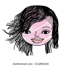 doodle happy woman head with hairstyle design