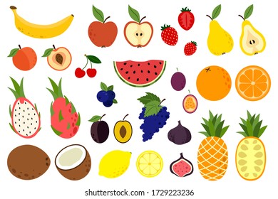 Doodle harvest, citrus, avocado and apple, natural vegan sweet summer fruits. Vegan kitchen apple hand drawn, organic fruits or vegetarian food.