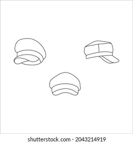 El sombrero de doodle cubre el diseño. Ilustración vectorial de invierno aislada en fondo blanco.
