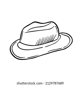 Doodle hat icon. Vector sketch illustration. Isolated