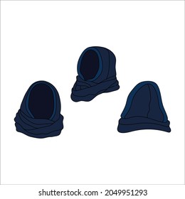 Doodle hat snood design. Winter vector colorful illustration isolated on white background.