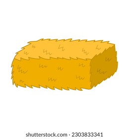 Pila de heno Doodle al estilo de las caricaturas. Elemento haystack de granja dibujado a mano aislado en fondo blanco. Ilustración del vector