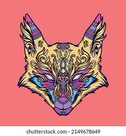 doodle head fox illustration perfect for design